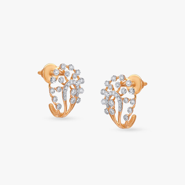 Graceful Crest Diamond Stud Earrings