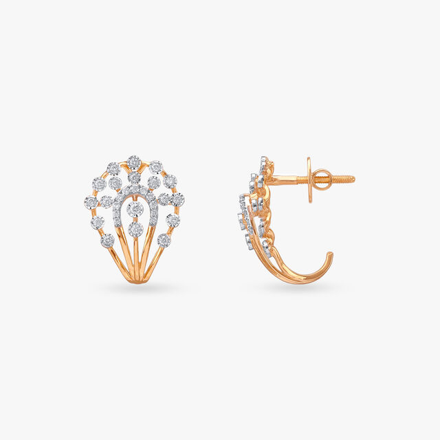 Graceful Crest Diamond Stud Earrings