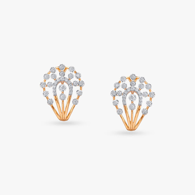 Graceful Crest Diamond Stud Earrings