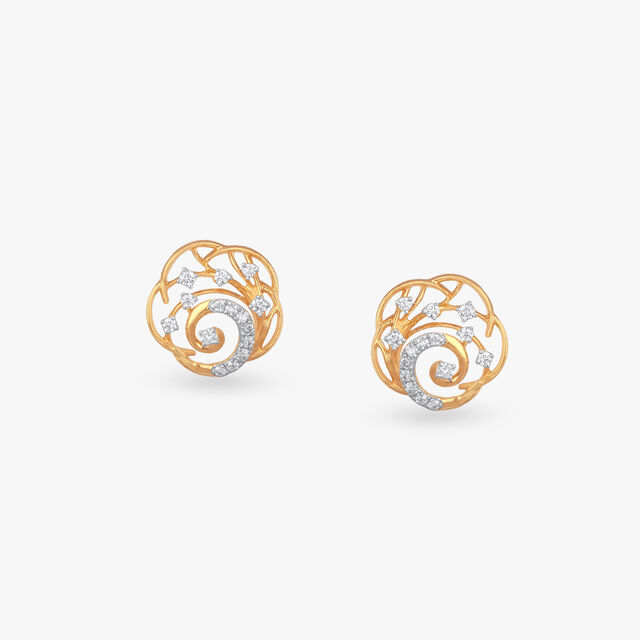 Spiral Bloom Diamond Stud Earrings 