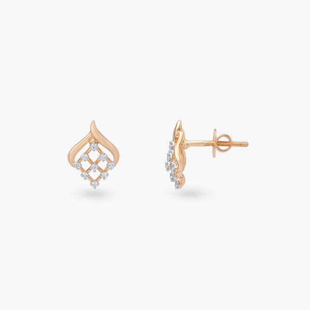 Delicate Crest Diamond Stud Earrings 2
