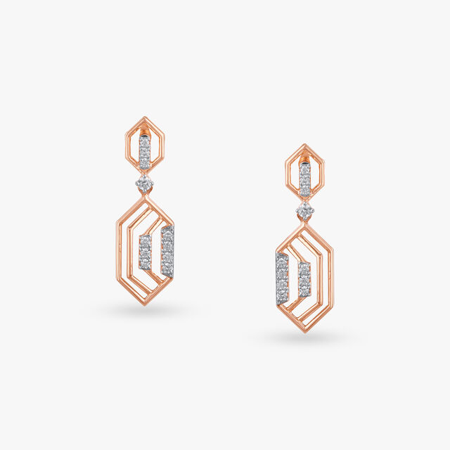 Edge Line Diamond Drop Earrings 3