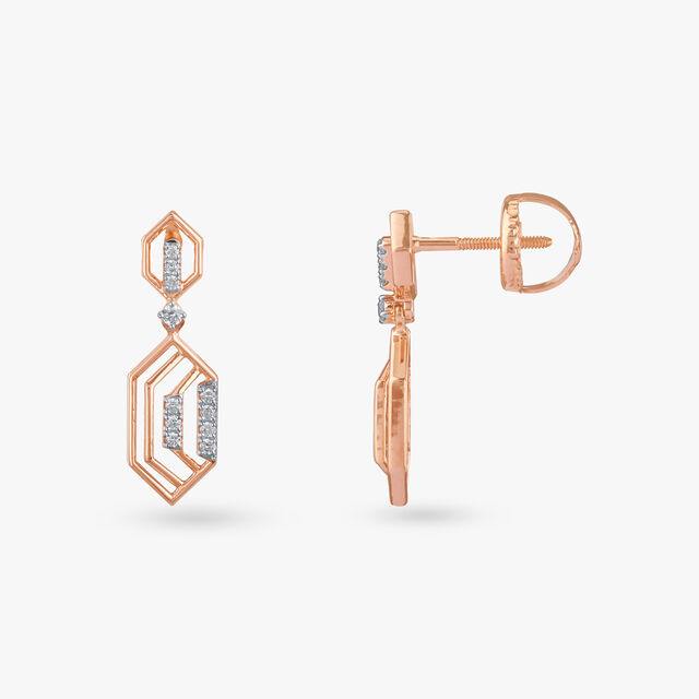 Edge Line Diamond Drop Earrings 4