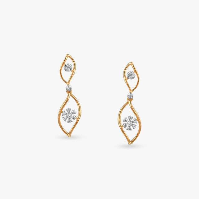 Spiral Bloom Diamond Drop Earrings 