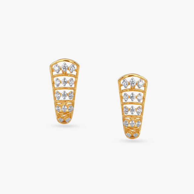 Geometric Bar Diamond Hoop Earrings