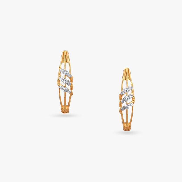 Criss-Cross Diamond Hoop Earrings
