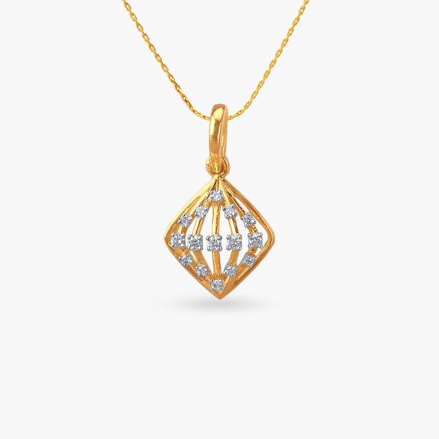 Grid Gleam Diamond Pendant