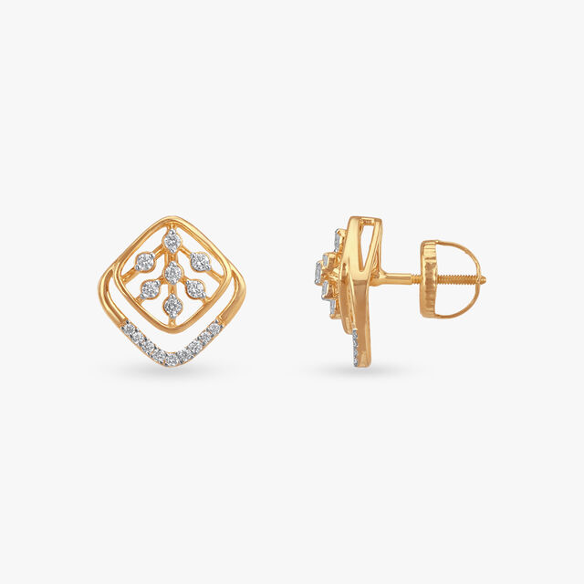 Abstract Rhombus Diamond Stud Earrings 2