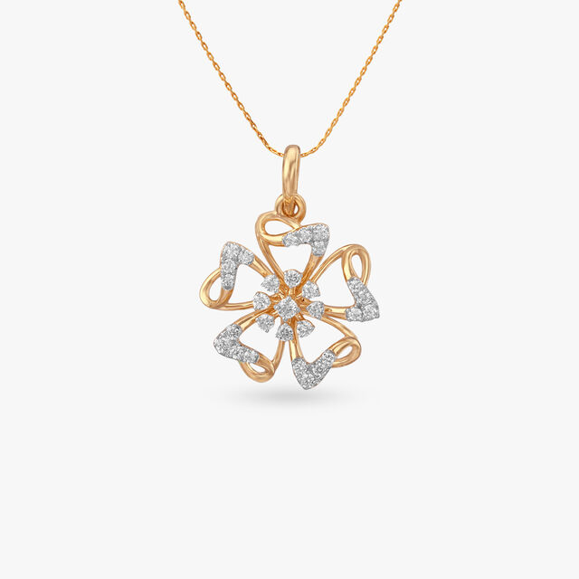 Twirling Bloom Diamond Pendant and Earrings Set 2