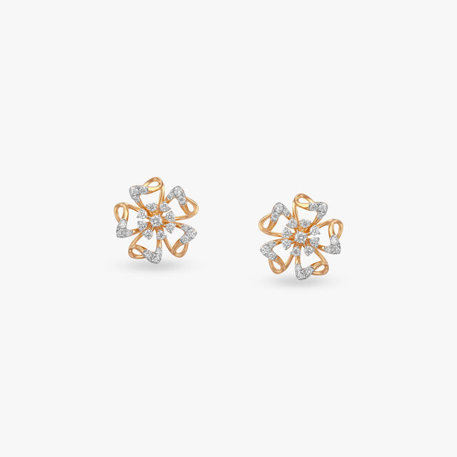 Twirling Bloom Diamond Pendant and Earrings Set 4