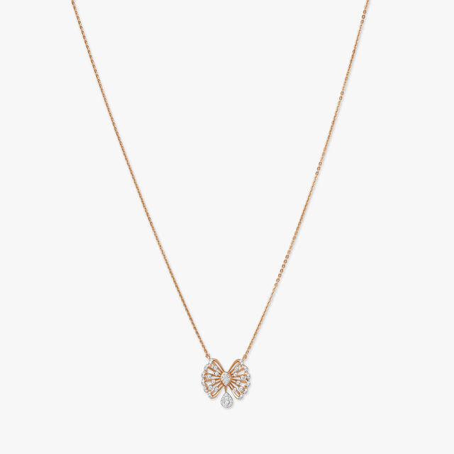 Radiant Ribbon Diamond Pendant with Chain