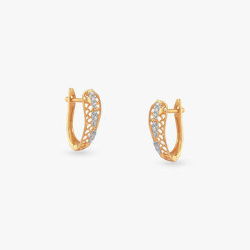 Lattice Wave Diamond Hoop Earrings
