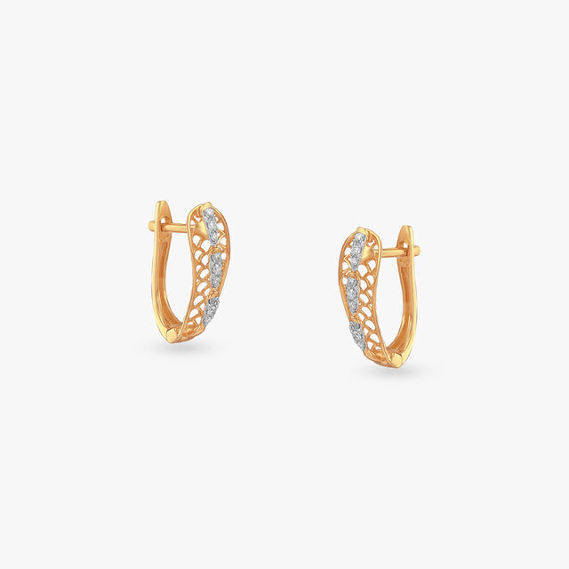 Lattice Wave Diamond Hoop Earrings