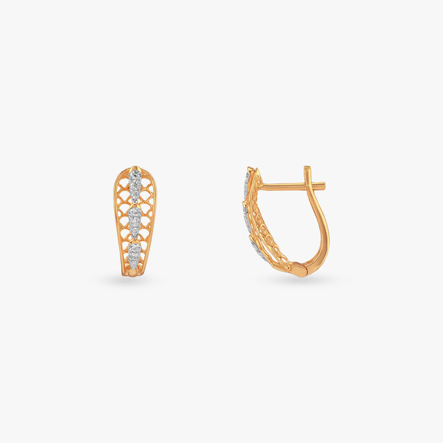 Lattice Wave Diamond Hoop Earrings