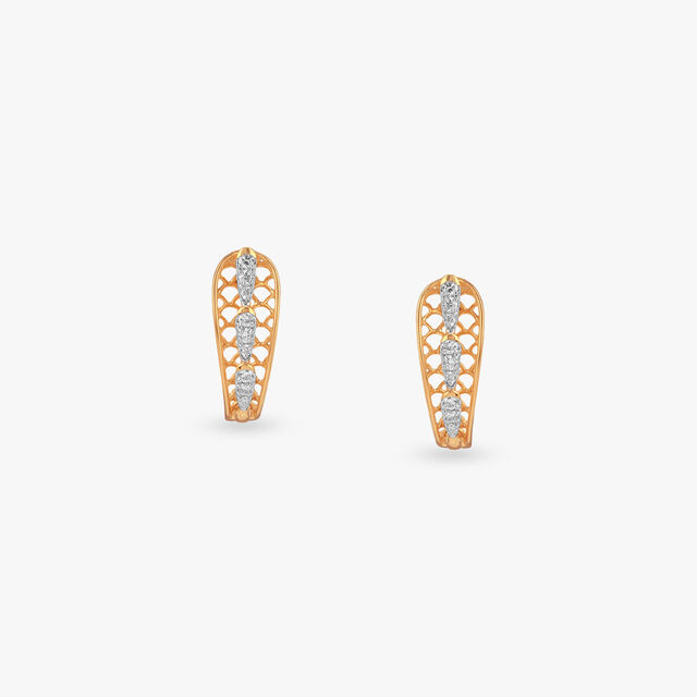 Lattice Wave Diamond Hoop Earrings