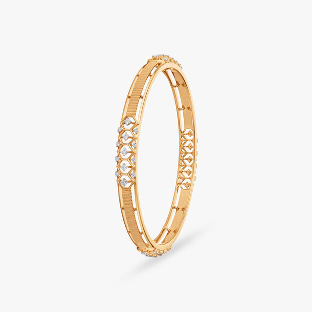 Modern Hexa Diamond Bangle 2