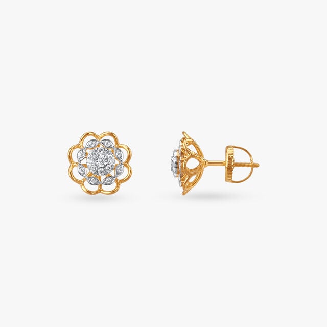 Vintage Bloom Diamond Pendant and Earrings Set 5
