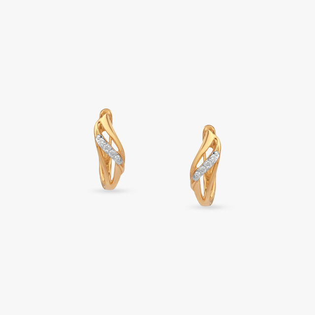 Fluid Twist Diamond Hoop Earrings