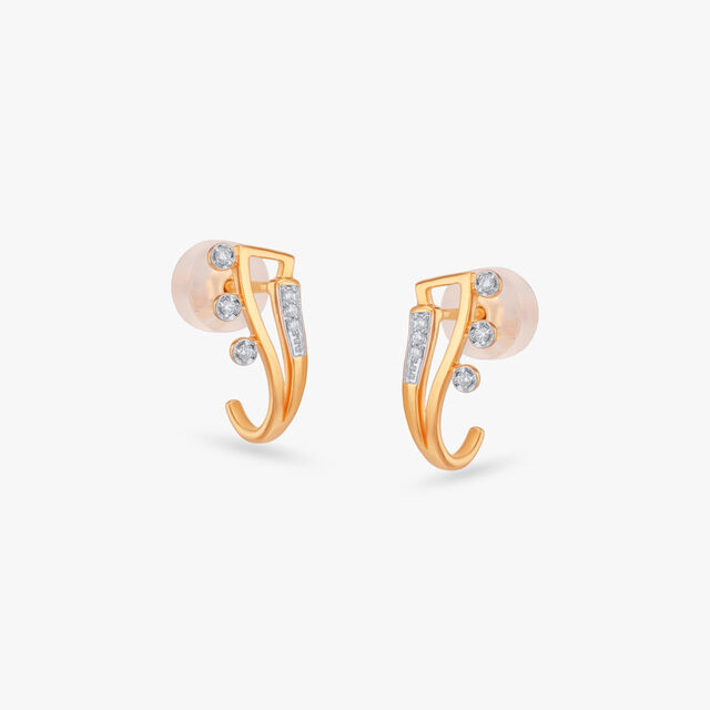 Linear Spark Diamond Hoop Earrings