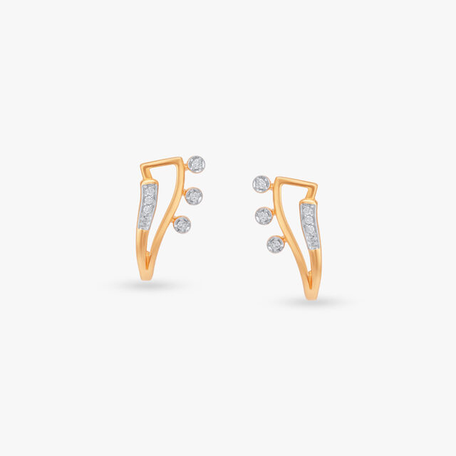 Linear Spark Diamond Hoop Earrings