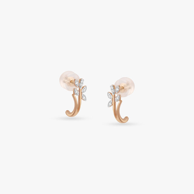 Vine Curve Diamond Hoop Earrings