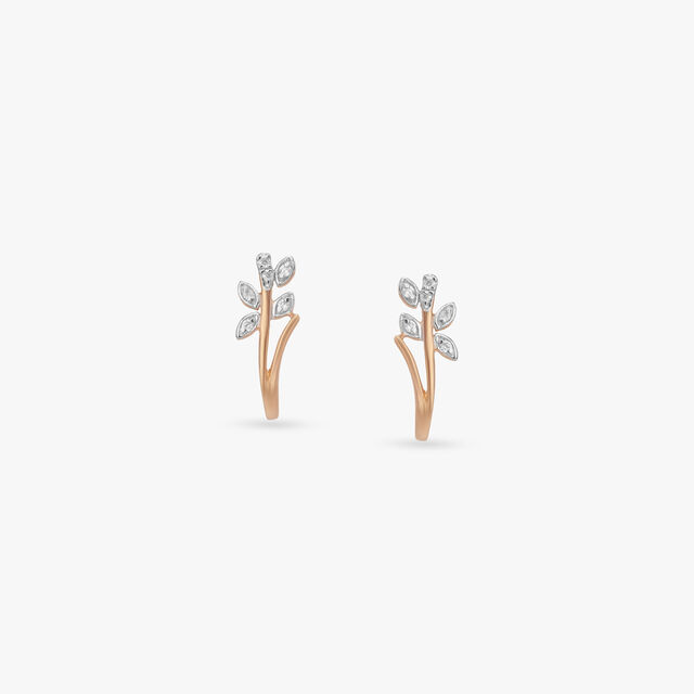 Vine Curve Diamond Hoop Earrings