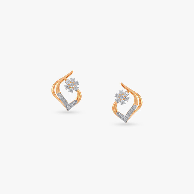 Bloom Curl Diamond Stud Earrings 