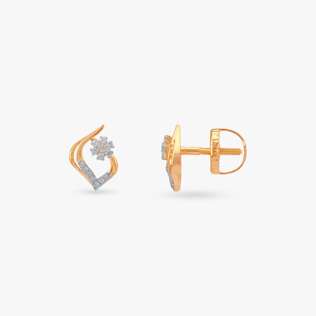 Bloom Curl Diamond Stud Earrings 2