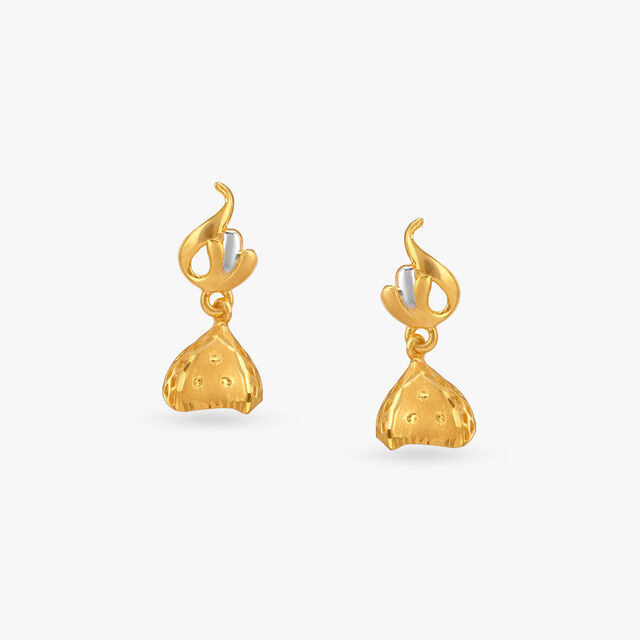 Luminous Bloom Gold Jhumka Earrings 