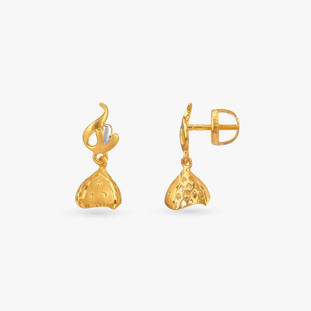Luminous Bloom Gold Jhumka Earrings 2