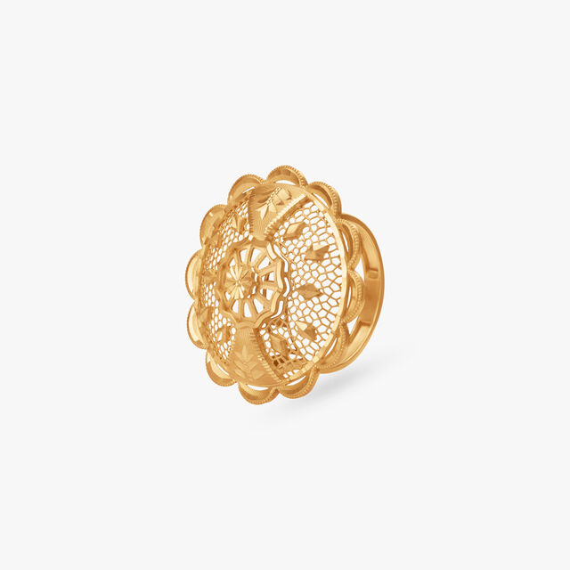 Sunburst Filigree Gold Ring