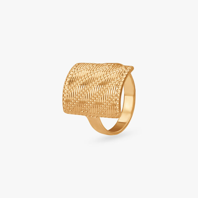 Radiant Engraved Gold Ring