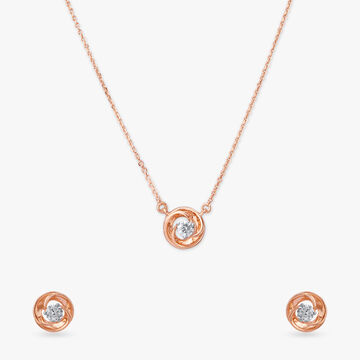 Celeste Swirl Diamond Pendant with Chain and Earrings Set
