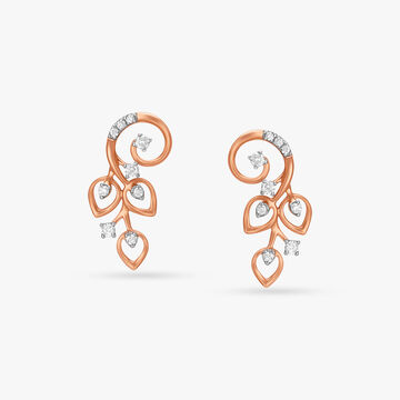 Delicate Leafy Diamond Stud Earrings