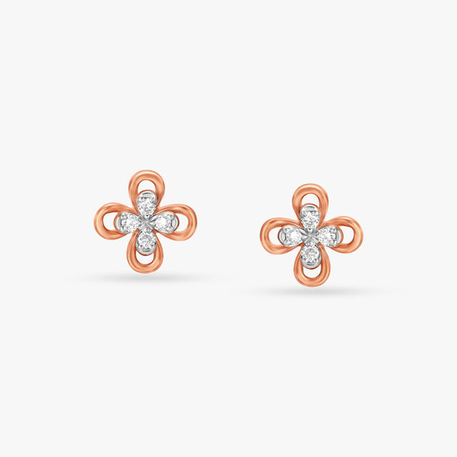Floral Beauty Diamond Stud Earrings 
