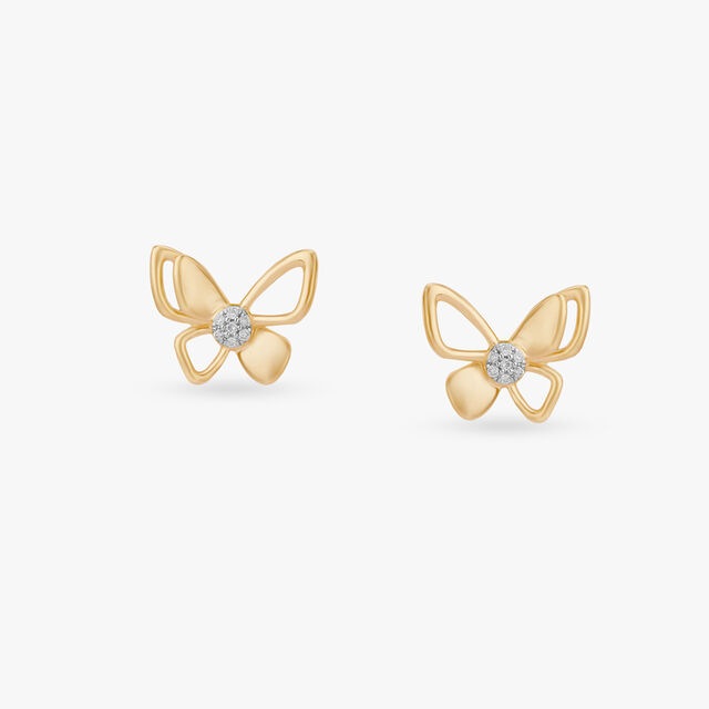 Butterfly Poise Diamond Stud Earrings 