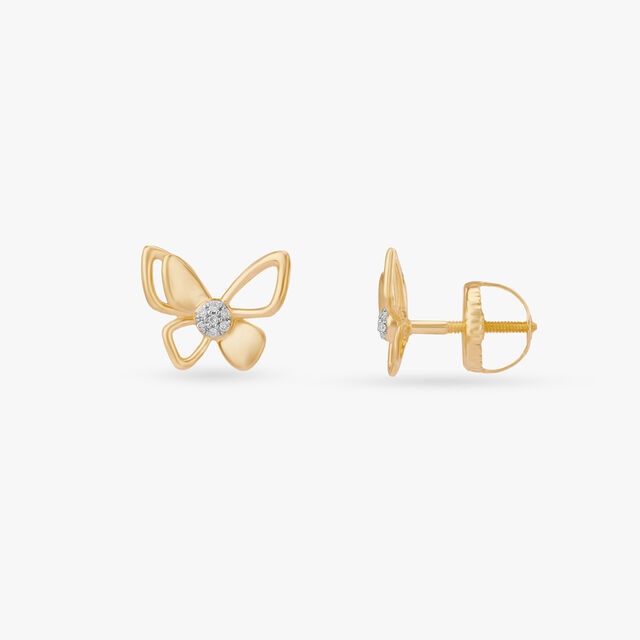 Butterfly Poise Diamond Stud Earrings 2