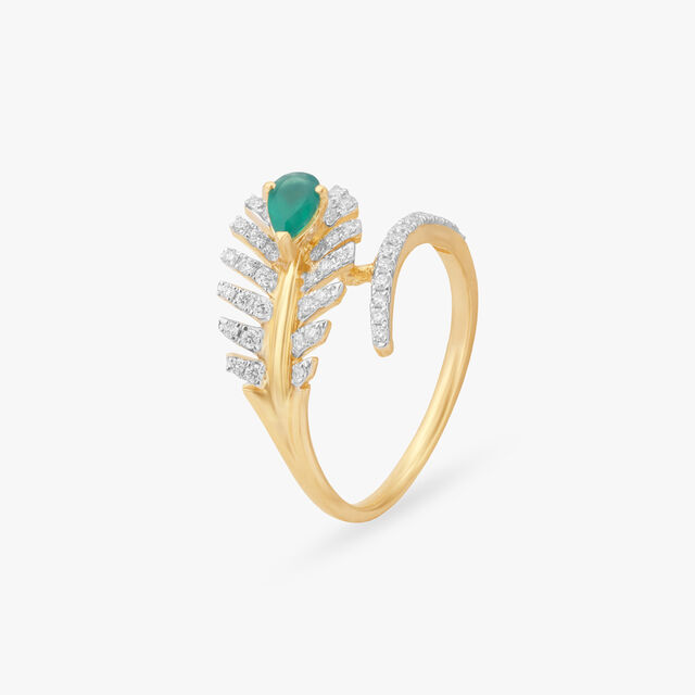Sparkling Leaf Diamond Ring