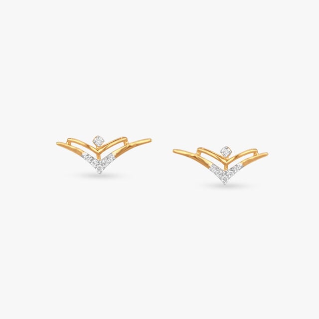 Arc Crest Diamond Stud Earrings 