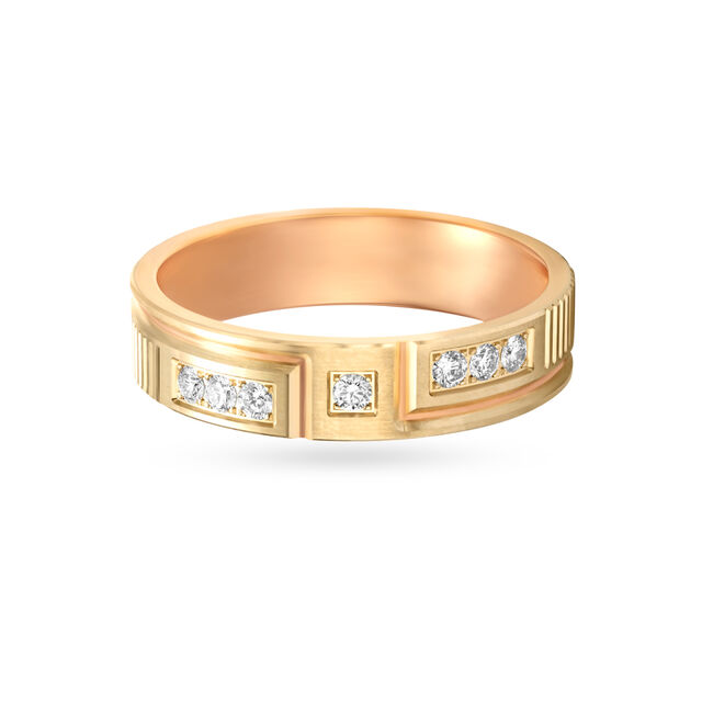 Sleek Gold Diamond Finger Band,,hi-res
