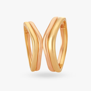 Dual Patterned Gold Finger Ring