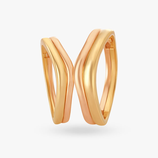 Dual Patterned Gold Finger Ring 
