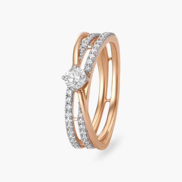 Cross-Over Diamond Finger Ring