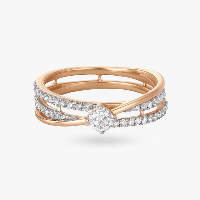 Cross-Over Diamond Finger Ring