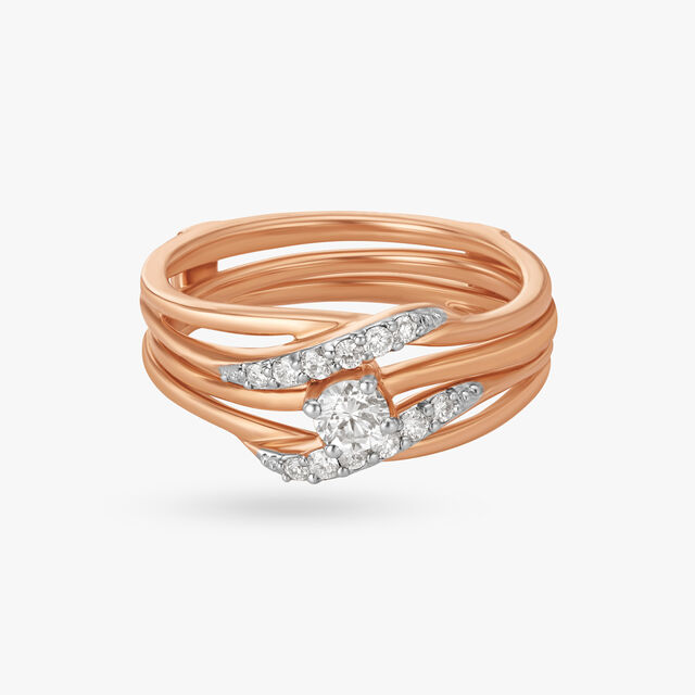 Spiral Diamond Finger Ring