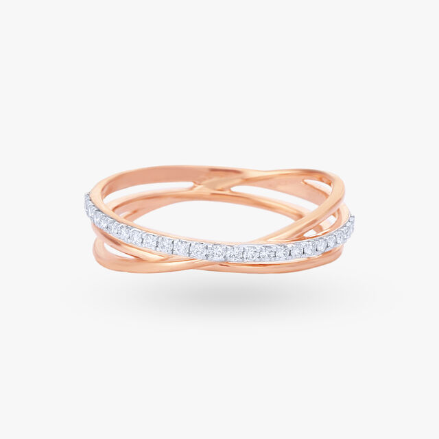 Crossover Diamond Finger Ring