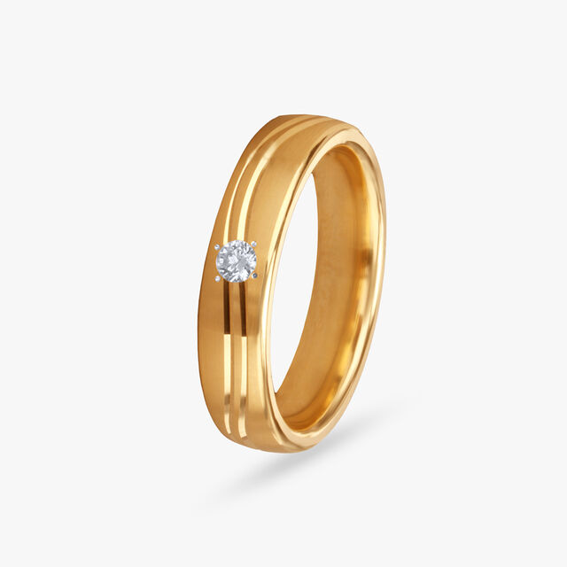 Gleaming Stripe Men's Diamond Finger Ring