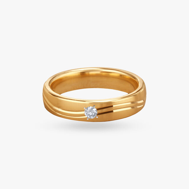 Gleaming Stripe Men's Diamond Finger Ring