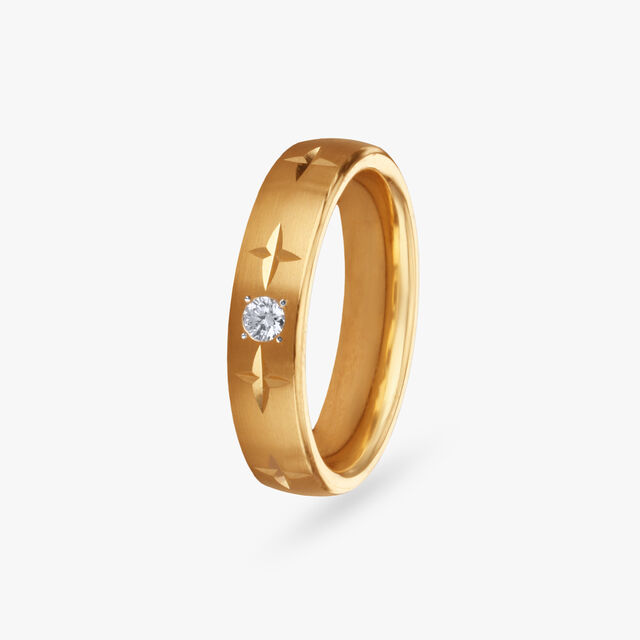 Star Engraved Diamond Finger Ring for Men