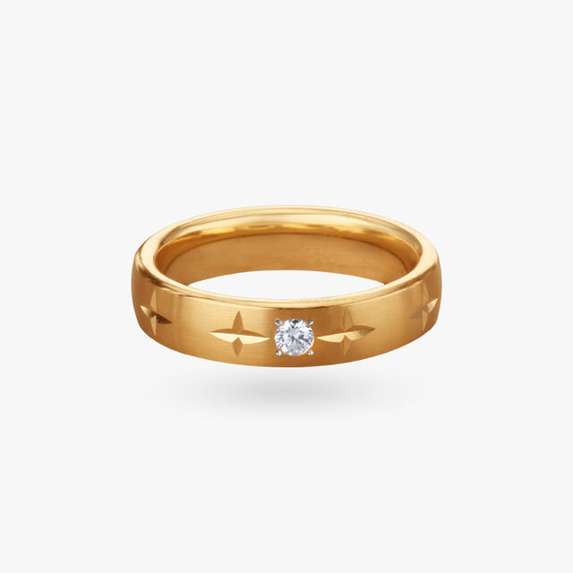 Star Engraved Diamond Finger Ring for Men